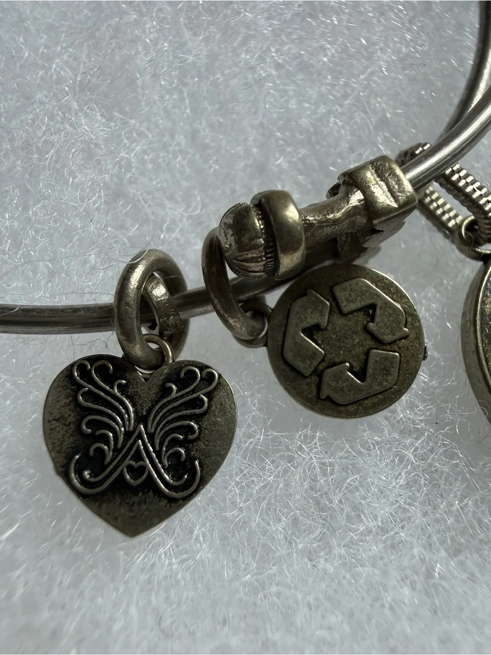 Alex and Ani Rafaelian Silver finish Charm Bangle Bracelet Claddagh medallion